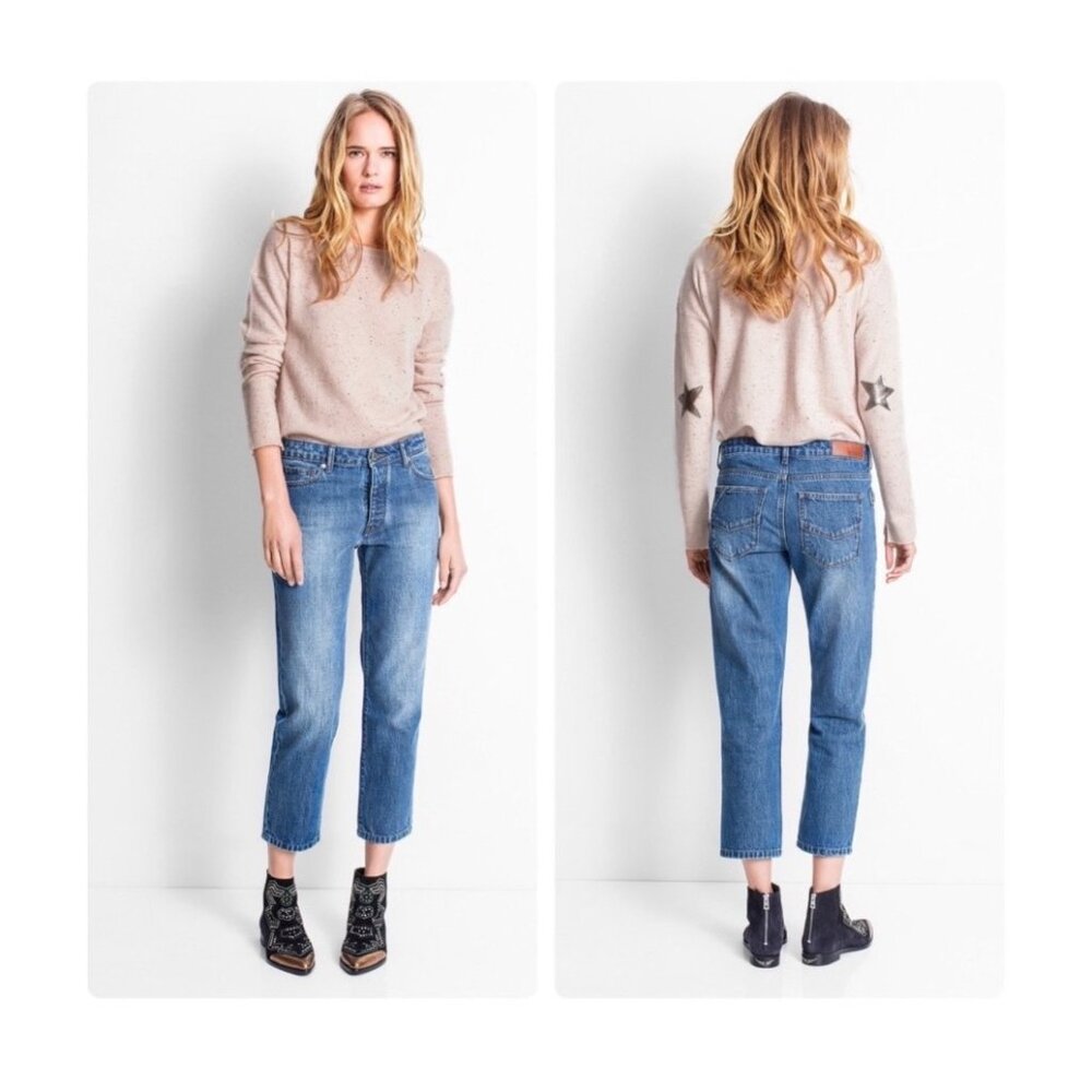 Zadig & Voltaire Womens Pink Star Turtleneck Cashmere Sweater Size S